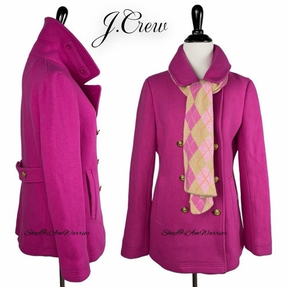 J. Crew fuchsia pink double breasted stadium cloth peacoat *shop@iamwarrior - Picture 4 of 13